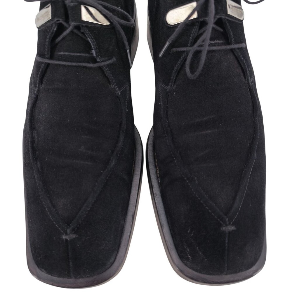 Cesare Paciotti Italy Mens 10 Dress Shoes Black Suede Leather Square-toe Derby - Picture 13 of 13